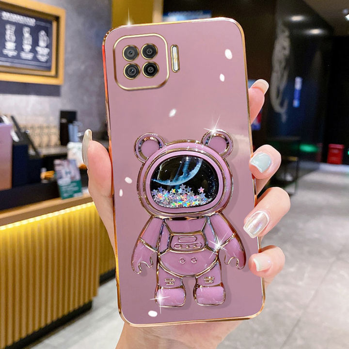 andyh-phone-case-oppo-a73-2020-f17-a93-2020-reno-4f-reno-4-lite-f17-pro-reno-4-se-6dstraight-edge-plating-quicksand-astronauts-who-take-you-to-explore-space-bracket-soft-luxury-high-quality-new-protec