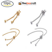 10 pc Adjustable 304 Stainless Steel Bracelet Making Slider Bracelets for DIY Jewelry Craft Supplies Golden 9-1/2 inch(24cm) Hole: 2.5~3mm Single Chain Length: about 12cm