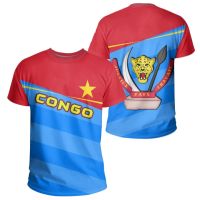 【CW】Democratic Republic of Congo Country Flag 3D Printed High Quality T Shirt Summer Casual Short Sleeve Round Neck Men Tops