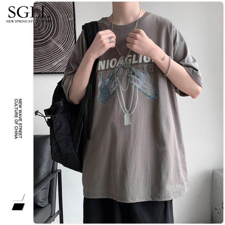 size-s-8xl-เสื้อยืดแขนสั้นขนาดใหญ่เสื้อยืดฮิปฮอปฤดูร้อนใหม่เสื้อยืดแขนสั้นเสื้อยืดสไตล์ยุโรปและอเมริกาอินเทรนด์แขนสั้นเสื้อยืดผู้ชาย