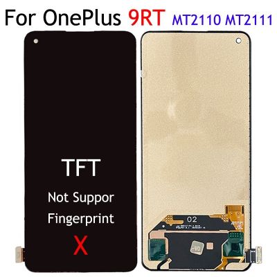 TFT สีดำ6.62 "สำหรับ OnePlus 9RT 5G 1+ 9 RT MT2111 MT2110ชิ้นส่วนจอสัมผัสแอลซีดีของเครื่องแปลงดิจิทัลไม่มีรอยนิ้วมือ