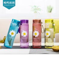 450ml Transparent Square Plastic Matte Water Bottle Milk Cup Juice Cold Sports Water Outdoor Cup With Water Rope Wholesale Item