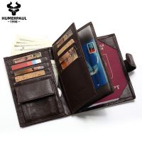 HUMERPAUL ใหม่หนังวัวผู้ชายกระเป๋าใส่นามบัตรคุณภาพสูง Travel Credit Passport Card Bag ID Passport Card Wallet