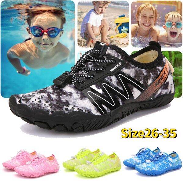 JOINFREE Boy,Girls Water Shoes Toddler Water Scoks Soft Quick Drying Beach Slipper For Swimming Pool (EasyNavy,2.5-3.5 Big Kid
