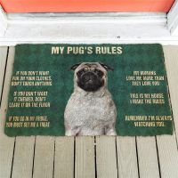 Pugs Rules Doormat Decor Print Animal Dog Floor Door Mat Non-Slip 3D Soft Flannel Custom Carpet for Hallway Bedroom