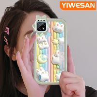 YIWESAN เคสสำหรับ Xiaomi MI Realme C21การ์ตูน,ป้องกันเลนส์กล้องปิศาจน้อยเคสโทรศัพท์นิ่มกันกระแทกน่ารัก3D รุ้งดาวเคสมือถือกระต่าย