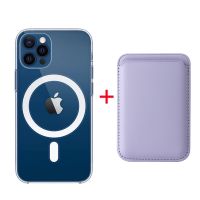 [Electronic film] สำหรับ Magsafe Case บน iPhone 13 12 Mini 11 14 Pro Max Plus XS XR X Macsafe แม่เหล็กหนังกระเป๋าสตางค์ผู้ถือบัตรฝาครอบ
