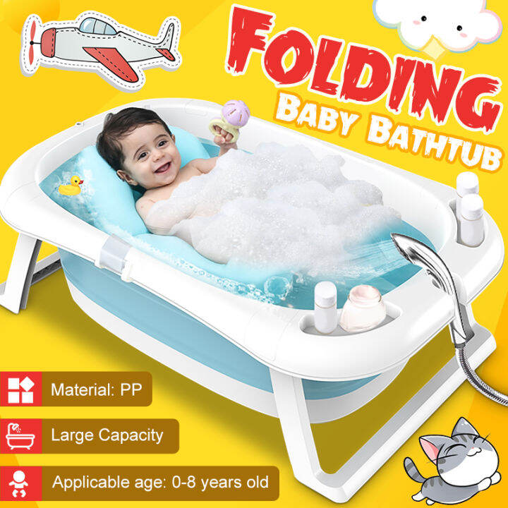 Folding Baby Shower Bathtub Portable Shower Basin Safety Collapsible