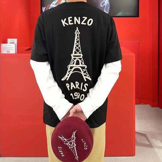 ฤดูร้อนใหม่เอี่ยมน้ำขึ้นน้ำลง-kenz-takada-kenzo-แขนสั้นพิมพ์ลายดอกไม้ประดับตกแต่งบ้านชายและหญิงเสื้อยืดแบบหลวมผ้าฝ้ายบริสุทธิ์