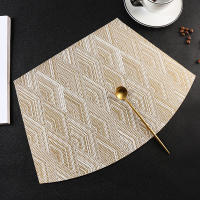 Fan Shaped Placemat Diamond Pattern PVC Heat Insulation Pad Non-slip Table Mat Dinner Plate Bowl Mats