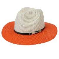 [COD] Mens and womens matching top hat leather accessories straw sun protection seaside beach female summer edge