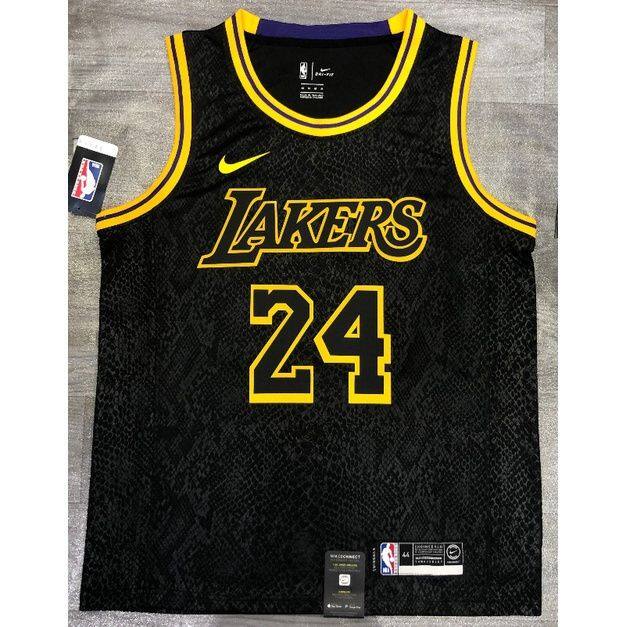 เสื้อกีฬาบาสเก็ตบอล-แขนสั้น-ลายทีม-los-angeles-lakers-jersey-24-kobe-bryant-2023-nba-สีดํา-2021