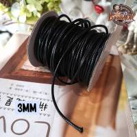 3MM #129 (มีให้เลือกสองขนาด) เชือกหนัง เชือกแว๊กซ์ เกาหลี เส้นกลม 3 มิล สีดำ / 3mm Polyester cord / wax cotton rope string Thin leather DIY Handmade Beading Bracelet Jewelry