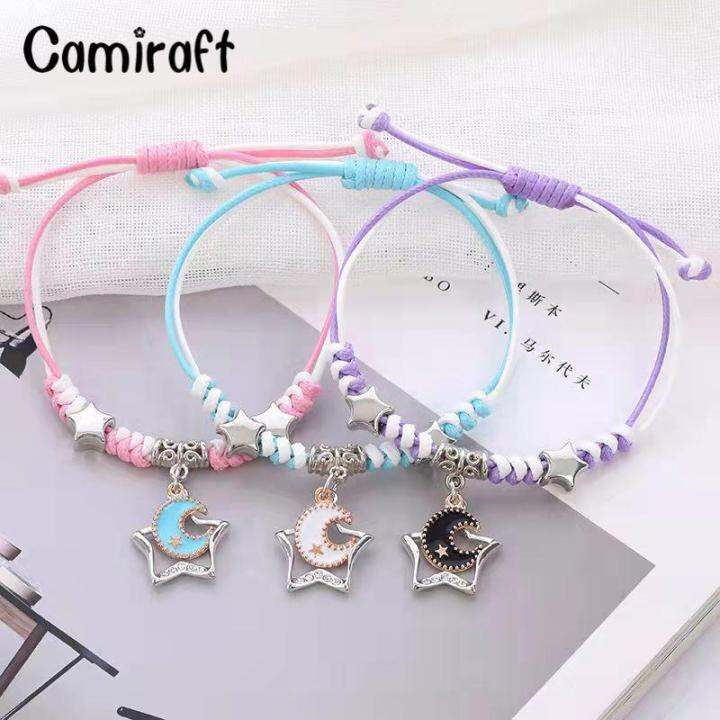 camiraft-3ชิ้นโชคดีเสน่ห์-bff-สร้อยข้อมือสำหรับ3น่ารักแฮนด์เมดมิตรภาพสร้อยข้อมือปรับสายรัดข้อมือสำหรับเพื่อนที่ดีที่สุดเด็กสาวเพื่อน