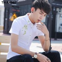 mens short-sleeved summer new business casual white work professional inch half-sleeved