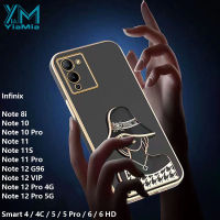 YiaMia เคสโทรศัพท์แฟชั่นสำหรับ Infinix Note 12 G96 / 12 VIP / 12 Pro / 11 / 11S / 11 Pro / 10 / 10 Pro/8i/สมาร์ท4/4C / 5 / 5 Pro/6/6 HD ใหม่หรูหรา6D ไฟฟ้าหมวกผู้หญิงเคสมือจับสำหรับโทรศัพท์มือถือเคสโทรศัพท์ซองนุ่มกันกระแทกโทรศัพท์ปลอก