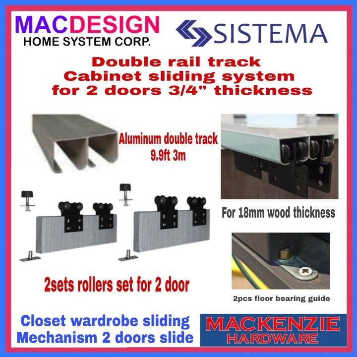SISTEMA SLIDING MECHANISM FOR E002 2 DOOR ROLLER SET WITH E002