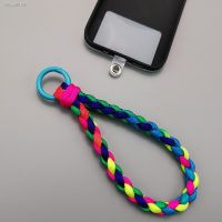 ℡ Short Wrist Woven Hand Strap Colorful Pendant Mobile Phone Lanyard High End Pendant with Clip Type Universal Anti Loss Lanyard
