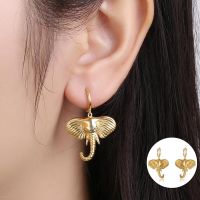 Cute Small Animal Elephant Stainless Steel Ear Buckle Hoop Earrings For Women Female Pendant Earrings 2022 Trend Fashion Jewelry