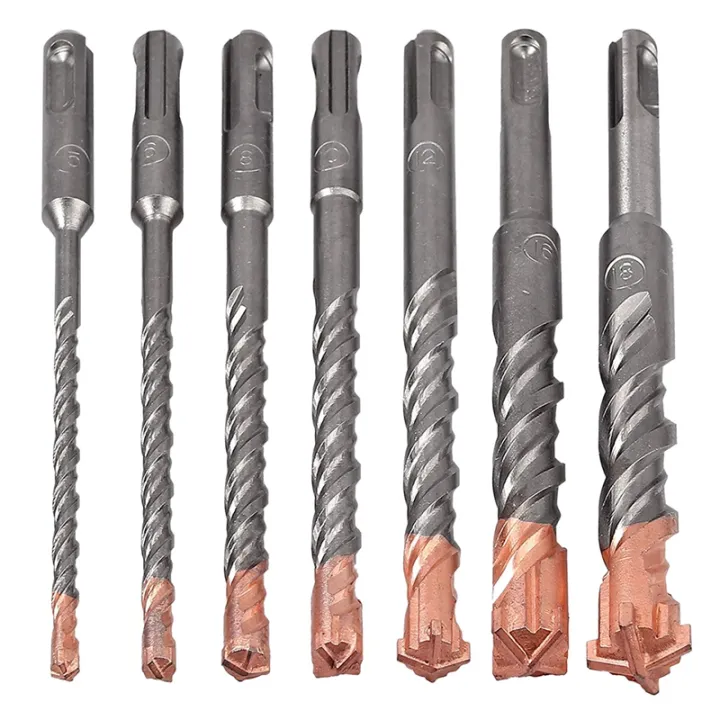 7 Pcs SDS Plus Hammer Drill Bit Set, (4Flute) for Concrete Brick Block