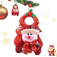 Plush Hanging Doll For Christmas Santa Snowman Reindeer Bear Plush Pendants With Rope Red Plush Hanging Decors Party Pendant For