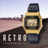 นาฬิกา Casio Retro Design รุ่น LA680WEGB-1A  นาฬิกาข้อมือผู้หญิง สายแสตนเลส สีดำ ทอง - มั่นใจ ของแท้ 100% ประกันศูนย์ 1 ปีเต็ม