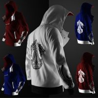 เสื้อแจ็กเก็ตกันหนาว มีฮู้ด แต่งซิป ลาย Assassins Creed สําหรับผู้ชาย