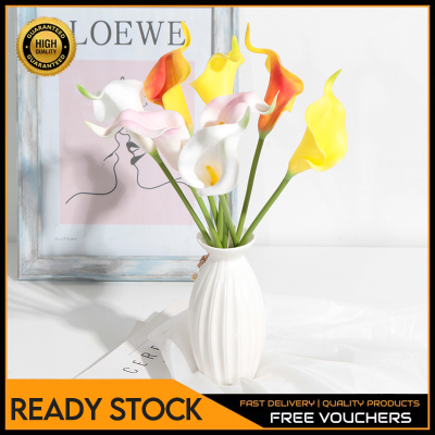 Mini Real Touch Calla Lily Faux ดอกไม้ Calla Lily Bunch สำหรับงานแต่งงานเจ้าสาว Home Office Decor ปลอม PU Flowers