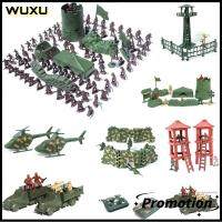 WUXU 36PCS ใหม่ ของเล่นพลาสติก ป้อมปืนรถถัง ชุดสร้างโมเดล ชุดบุรุษ โมเดลทหาร Playset ทหาร เครื่องบินทหาร