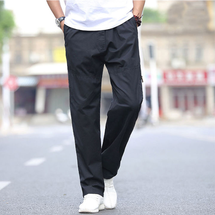 junpinmingbo-ขนาดพิเศษกางเกงคาร์โก้ของผู้ชายผ้าฝ้ายเนื้อบางมีซิปตกแต่ง-junpinmingbo2023กางเกงลำลอง