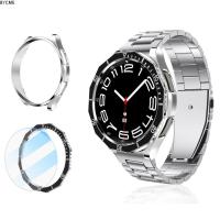 BYCME แบบ3 in 1 เคส + BEZEL Ring + กระจกนิรภัย กรอบของกรอบ พีซีพีซีพีซี ตัวป้องกันหน้าจอ ของใหม่ อุปกรณ์เสริมเสริม ฝาครอบป้องกันสำหรับป้องกัน สำหรับ Samsung Galaxy WATCH 6 CLASSIC 47mm 43mm