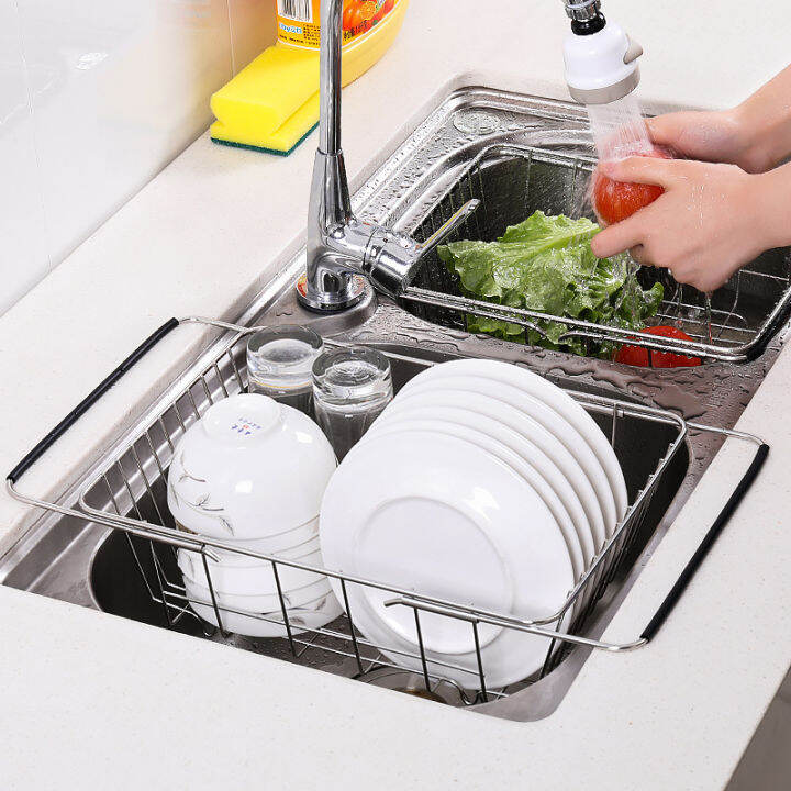 stainless-steel-adjustable-sink-dish-drain-rack-single-layer-expandable-drying-basket-fruit-bowl-drainer-holder-kitchen-utensils