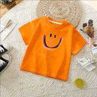 New 0-7 Years Round Neck T-shirt For kids Short Sleeve T-Shirt Boys Girls Summer Fashion Simplicity Cartoon Smiling Face Printed T-Shirt childrens 100% Cotton T-Shirt Children Short Sleeves Baby Cotton Tees Tops Summer Clothes Boys Kids T-Shirt Tops Ln01