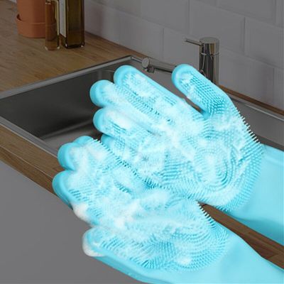 Non-slip Dishwashing Cleaning Gloves Magic Silicone Rubber Dish Washing Glove for Household Scrubber Kitchen Clean Tool Safety Gloves