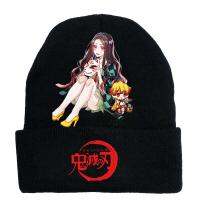 การ์ตูน Beanies Nezuko Knitted Demon Kyoujuriu Tanjirkamado หมวกแก๊ปอนิเมะพิมพ์ลายสวมบทบาทคอสตูมและปาร์ตี้