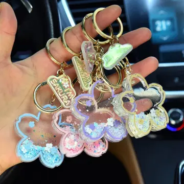 keychain 2 Pieces Of Cherry Blossom Key Chain Pendant Pearl Flower  Key Chain Girls Bag Ornaments Car Key Ring : Everything Else