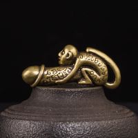 Pure Brass Zodiac Monkey Penis Pendant for Keychain Creative Funny Car Key Chain Hangings Jewelry Vintage Men Keyrings Pendants