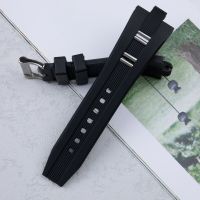 “：{ For Bvlgari Diagono Ruer Silicone Black Solid Stainless Steel Buckle Men Women Special Convex Inter 26X9mm Watch Band