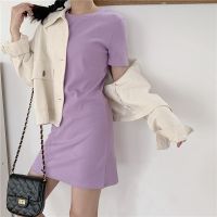 Ready Stock 5color korean simple basic plain t-shirt dress short sleeve casual women dress