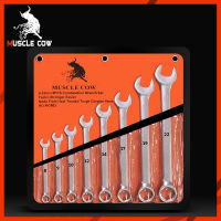 MUSCLE COW ชุดประแจทอร์กซ์ 8 ชิ้น ชุด 8-24 มม. เหล็กแข็ง CR-V (โครเมียมวาเนเดียม) สำหรับงานซ่อมรถยนต์และงานช่างทั่วไป