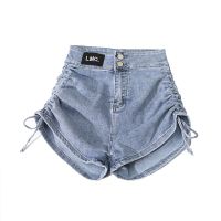 ✨EMO✨High-waisted denim shorts, a-line pants, side folds, strappy wide-leg shorts