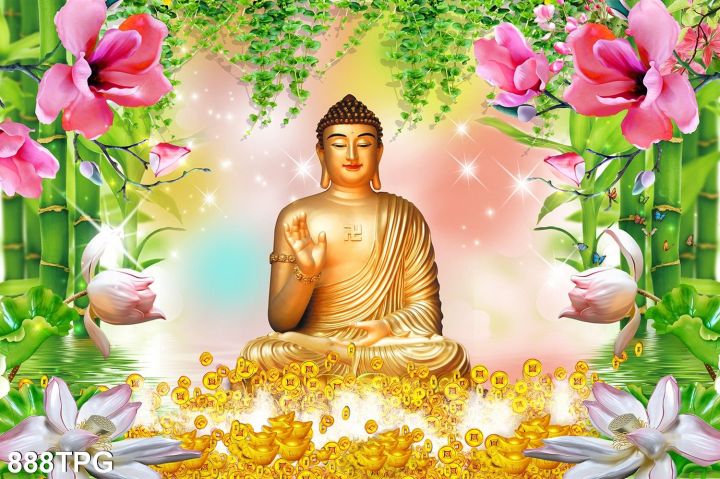 tranh dán bàn thờ Phật