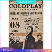 Coldplay ป้ายดีบุกแผ่นโลหะย้อนยุคสำหรับผับบาร์คาเฟ่คลับศิลปะบนผนังวินเทจ