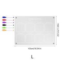 ✗❅ Acrylic Magnetic Weekly Calendar for Fridge Refrigerator Board Reusable Planner with 6pcs Whiteboard Marker