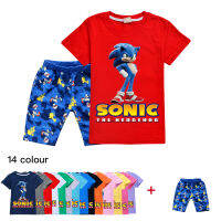 Sonic The Hedgehog เสื้อยืดกางเกงขาสั้นชุดสำหรับเด็กชายหญิงแขนสั้นฤดูร้อนการ์ตูนอะนิเมะน่ารักผ้าฝ้าย TShirt ใหม่สั้นกางเกง726