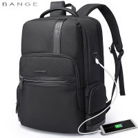 BANGE 15.6Inch Simple ComputerBusiness Backpack MultiFunction USB Charging Large Capacity Water and Corrosion Resistance for Men