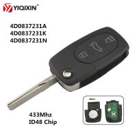 YIQIXIN 3ปุ่ม Flip Folding Remote Key สำหรับ Audi 4D0837231A 4D0837231K 4D0837231N ID48ชิปสำหรับ A3 A4 A6 A8 TT รุ่นเก่า