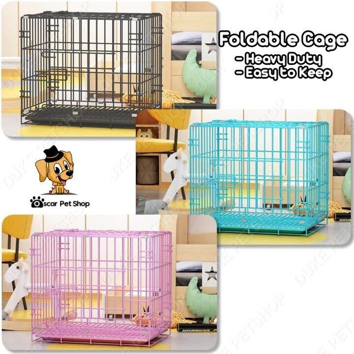 Dog Cage Pet Cage with Poop Heavy Duty Pet Cages Dog Cat Foldable M L