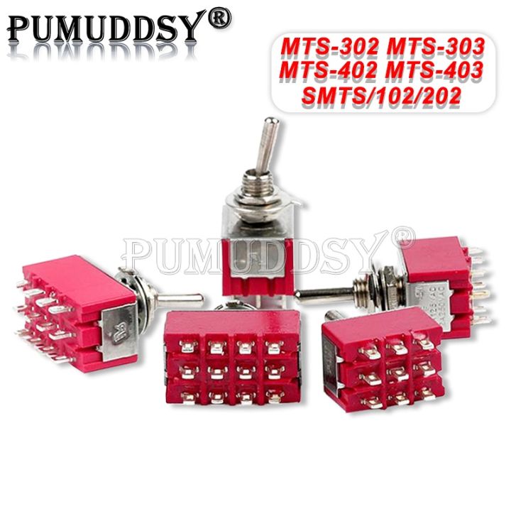 1PCS 3Pin SMTS-102 Toggle Switch 6A 125VAC Mini 6mm 9pin 12pin MTS-302 ...