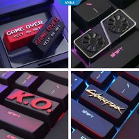 Creative GAMEOVER กราฟิกการ์ดโลหะแป้นพิมพ์นูน keycap ใส่คีย์อลูมิเนียม DIY เหมาะสำหรับ 61/87/104/108 คีย์ OEM ความสูง【ZK】